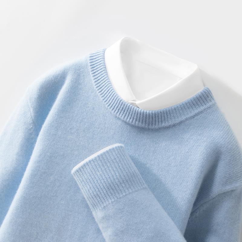 Mens Seven-pin Thick Round Neck Sweater for Womens Autumn and Winter Latest Skin-friendly and Warm Sweater Simple and Versatile Base Top