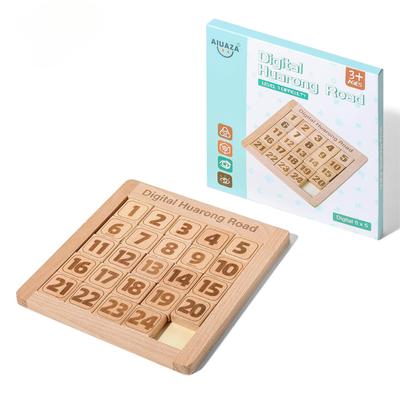 AIUAZA Wooden Number Sliding Puzzle, Brain Teaser Toy Tangram Game, Continuous Puzzle Board Game, Educational Toys for Kids and Adults (1-24 Large