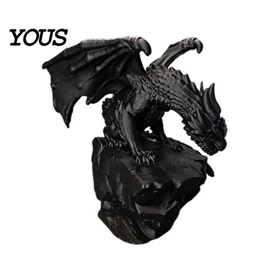 Dark Fantasy Room Ornament 3D Printed Rock Dragon Statue, Figurine, Gothic Desktop Home Decor for Bookshelf Decor, Collectible Ornament, Gift