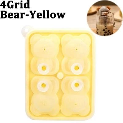 4 Grid 3D Teddy Bear Shape Ice Cube Silicone Mold Silian Little Bear Ice Block Mold Household Ice Cream Ice Box Cocktail Tool