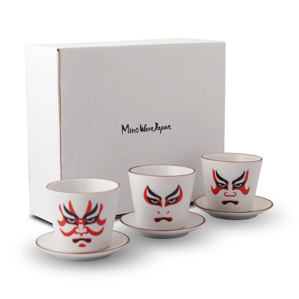 Mino Ware Set of 3 Cold Sake Cups with Small Plates Traditional Japanese Pattern Includes Sake Snack Cup and Gift Made In Japan Half-Cup - - Cup,