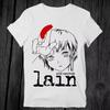 T-shirt con Stampa Grafica Anime Serial Experiments Lain Ragazza Manga Iwakura Sci Fi Manica Corta Moda T-shirt Oversize Unisex