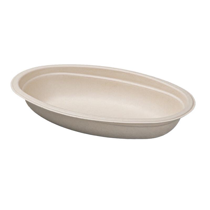 Disposable Wheat Straw Oval Takeaway Bowls with Lids, 800ml (100-Pack)