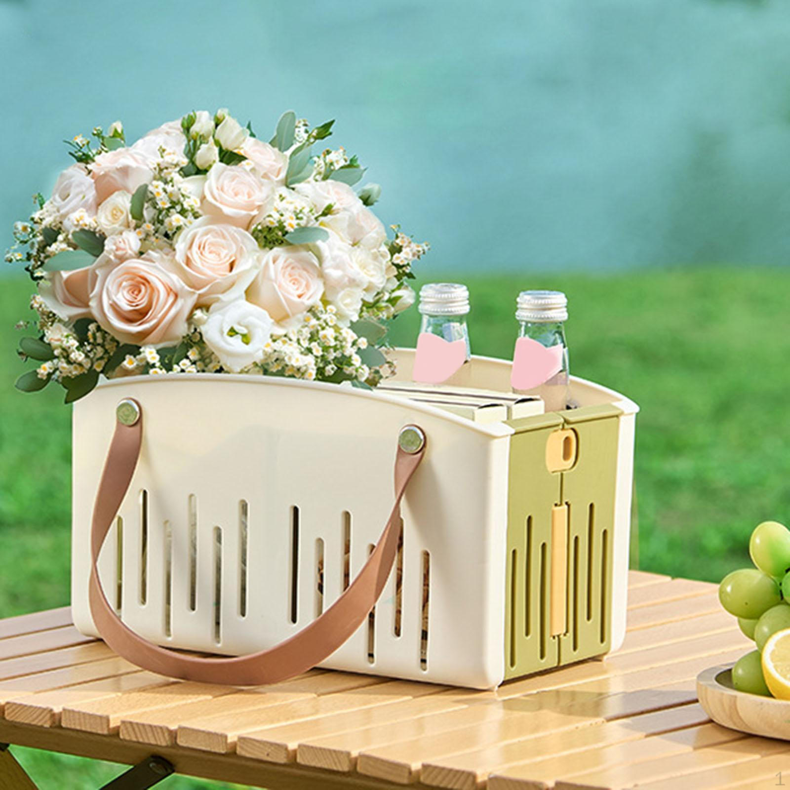 

Foldable Toiletry Organizer Bin, Portable Shower Tote Basket with Handle for Bedroom зелений