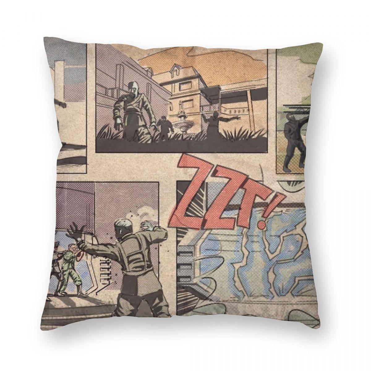 Zombies Kino Der Toten Square Pillowcase Polyester Linen Velvet Pattern Zip Decorative Pillow Case Room Cushion Cover Peach skin 18*18(CM)-1Pcs