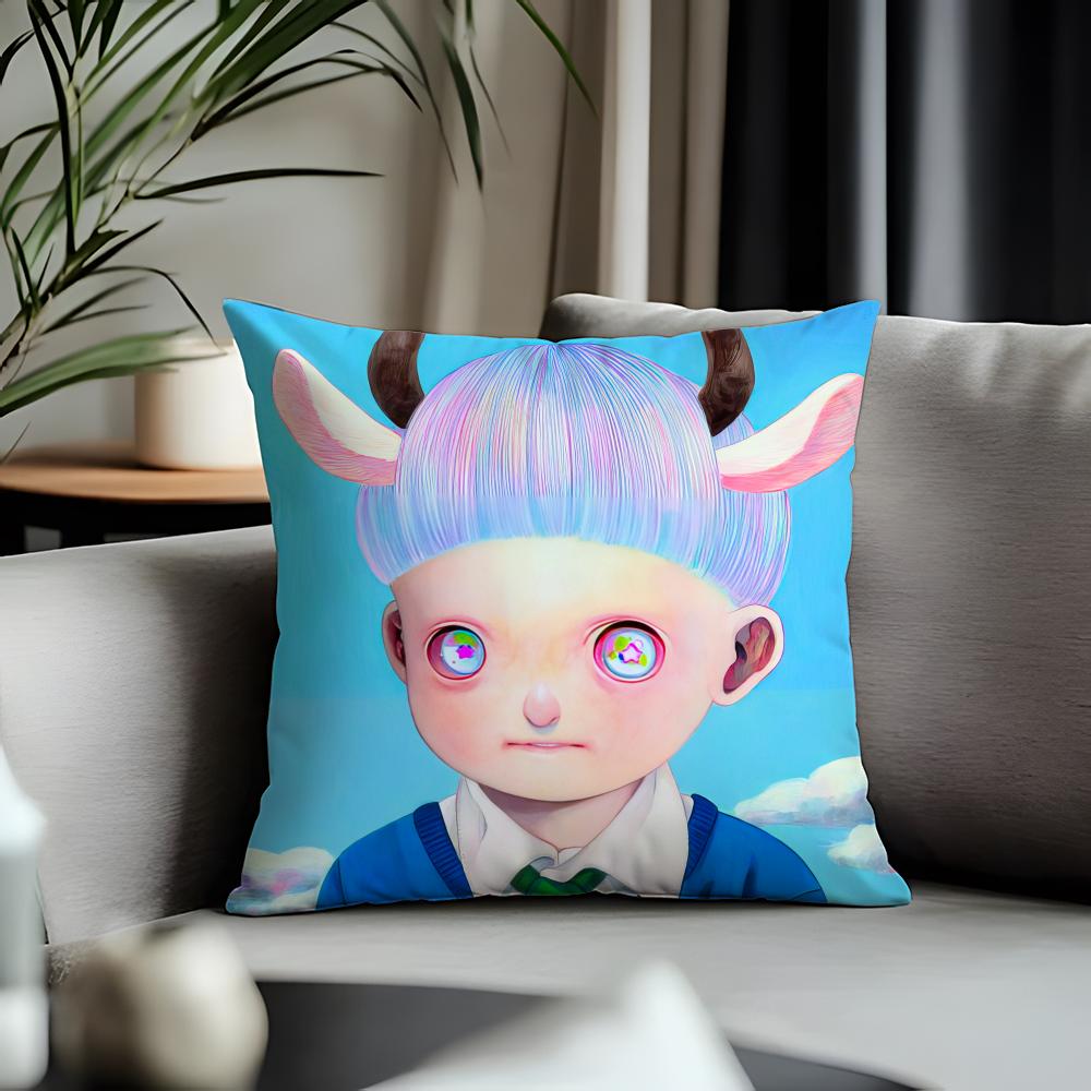 Trending HHikari Shimodaful Cushion Cover Antidustmite Pillowcase Invisible Zipper Silky Short Plush Sofa Cushion Cover