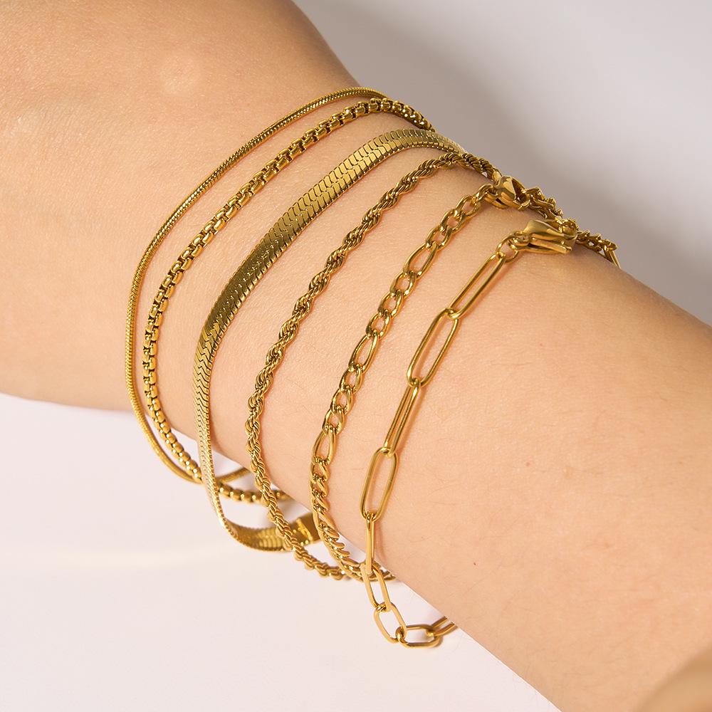 Trendy European & American Fashion Titanium Steel Twist Chain Bracelet for Women