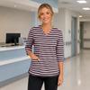Women's Floral Print V-Neck Scrub Top with Pockets Side Slit Three-Quarter Sleeves Uniform