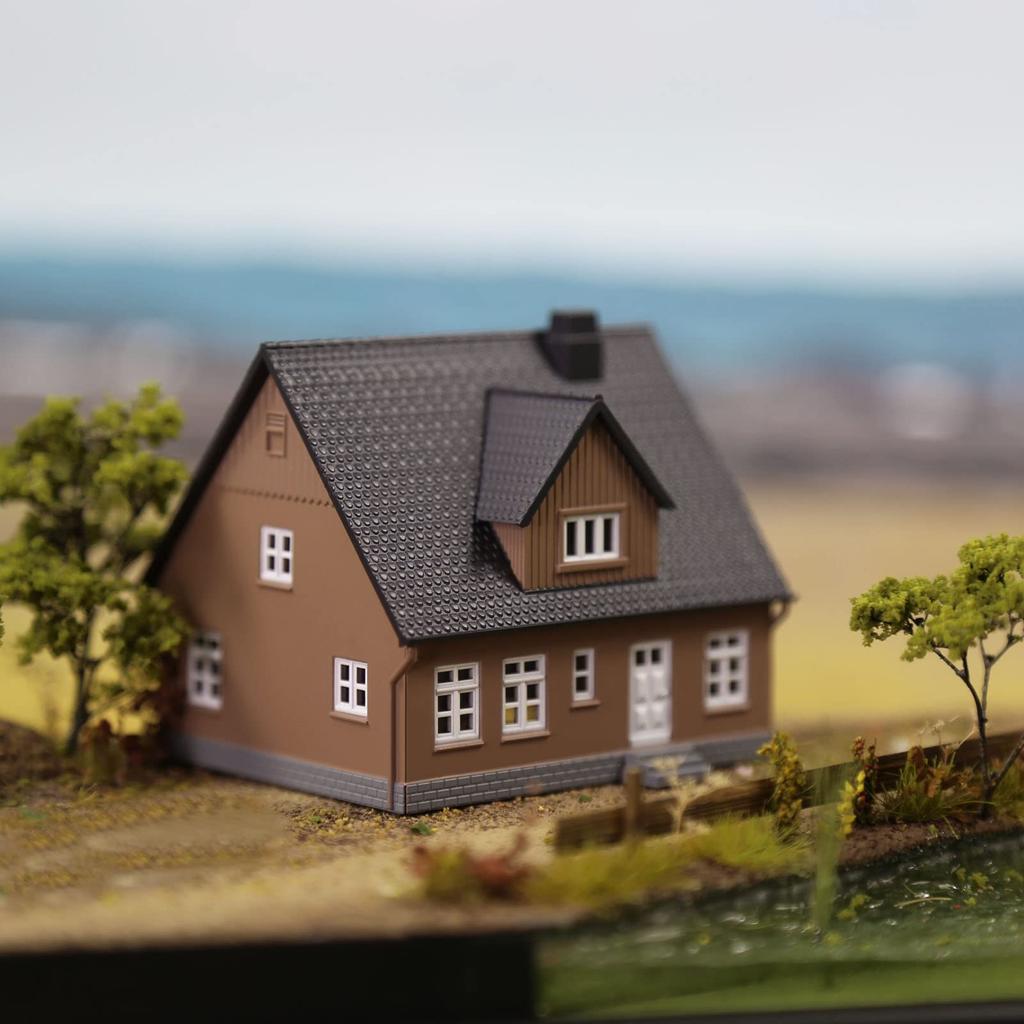 N Gauge 1:160 Assembly Model House, Building Layout Scenery Collection, Landscape Decoration, Layout, Diorama, DIY, JZN02 (Black)