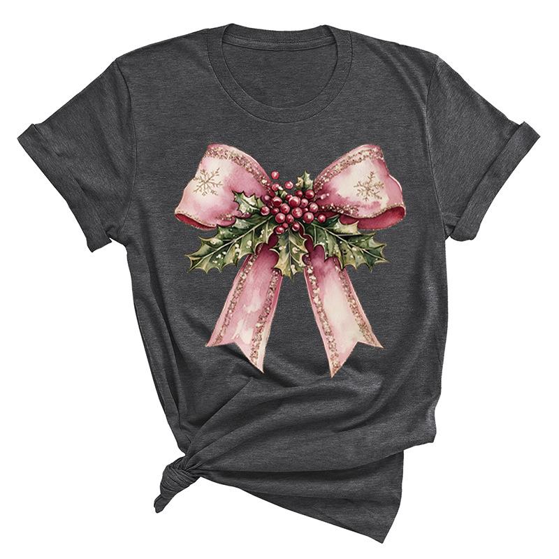 Christmas Printed Fashionable Women's T-shirt Christmas Trend Pure Cotton Casual Sportswear T-Shirts Women’s