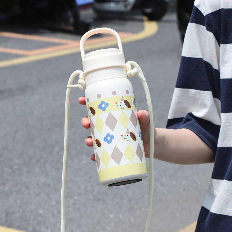 

Large-Capacity Thermos Cup for Women, Good-Looking Ice Cup, Portable Car Coffee Cup, Outdoor Sports Water Bottle, Tea Cup White Flower Puppy (500Ml+Stainless Steel Liner)