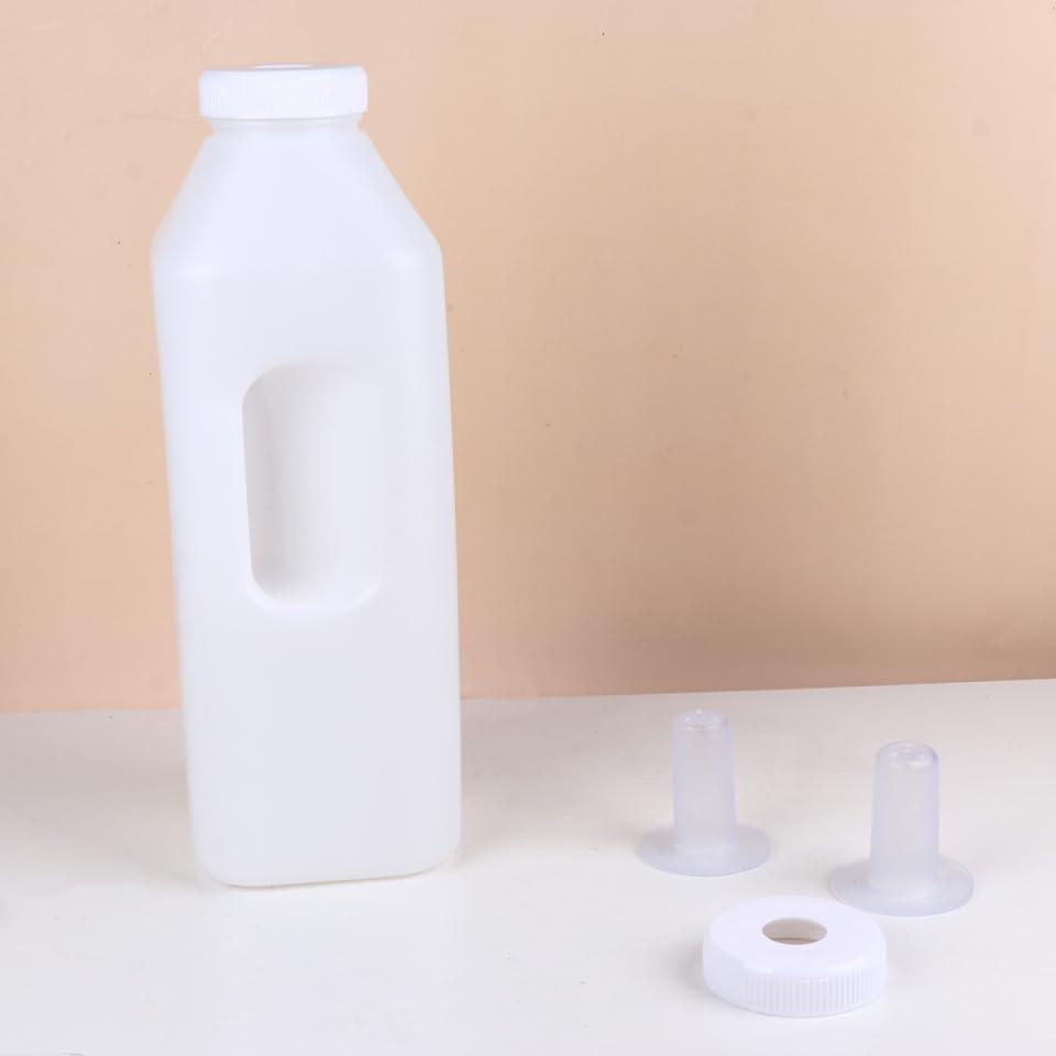3L Calf Sheep Bottle Set with Silicone Teats for Orphaned Lambs - Includes 1 Milk Bottle, 1 Lid, and 2 Replacement Nipples for Farm and Home Feeding