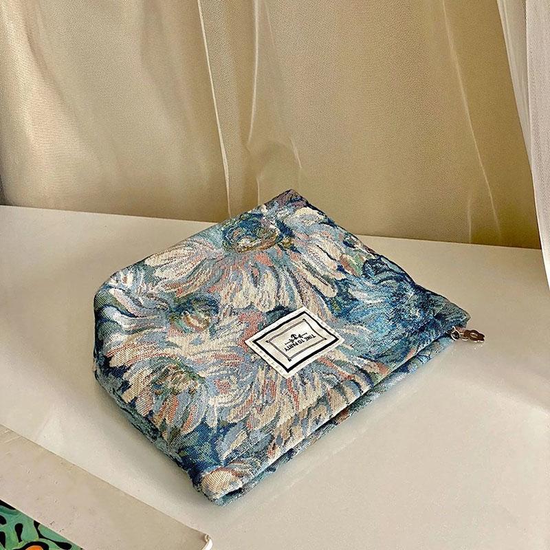 

Женская косметичка с масляной живописью и принтом, портативная сумка для хранения косметики, дорожная большая вместительная ручная косметичка 20*5*16cm