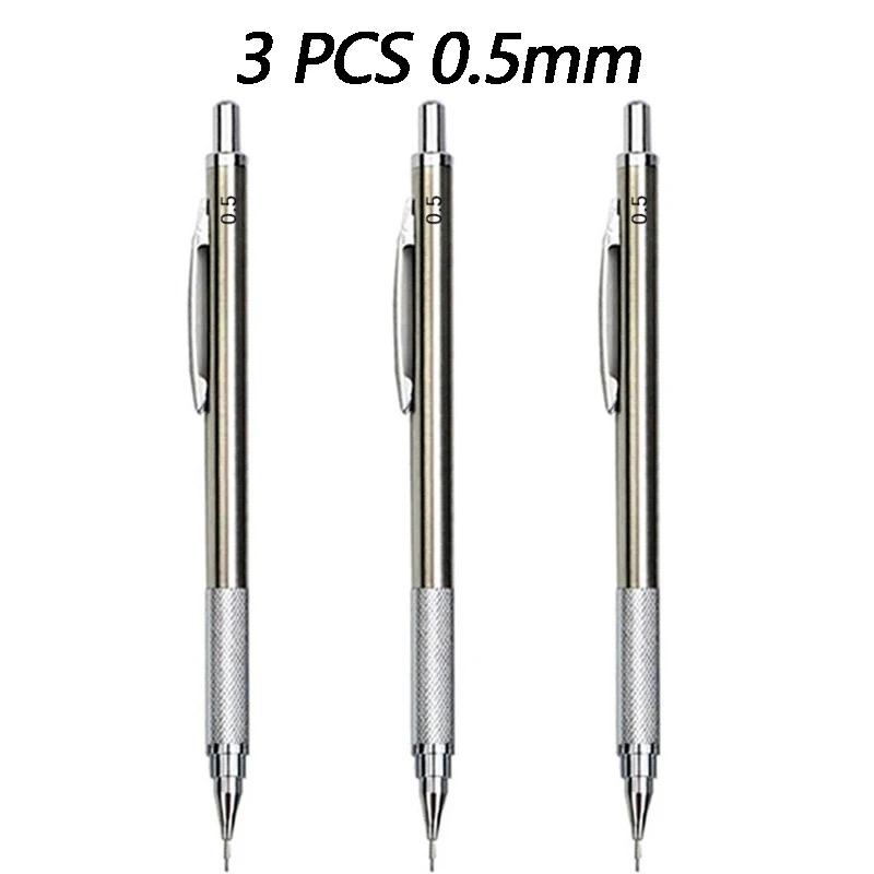 1/2/3 PCS Metal Drawing Pencils 0.3 0.5 0.7 mm HB Art Sketch Writing Mechanical Pencil Leads School Office Supplies Stationery