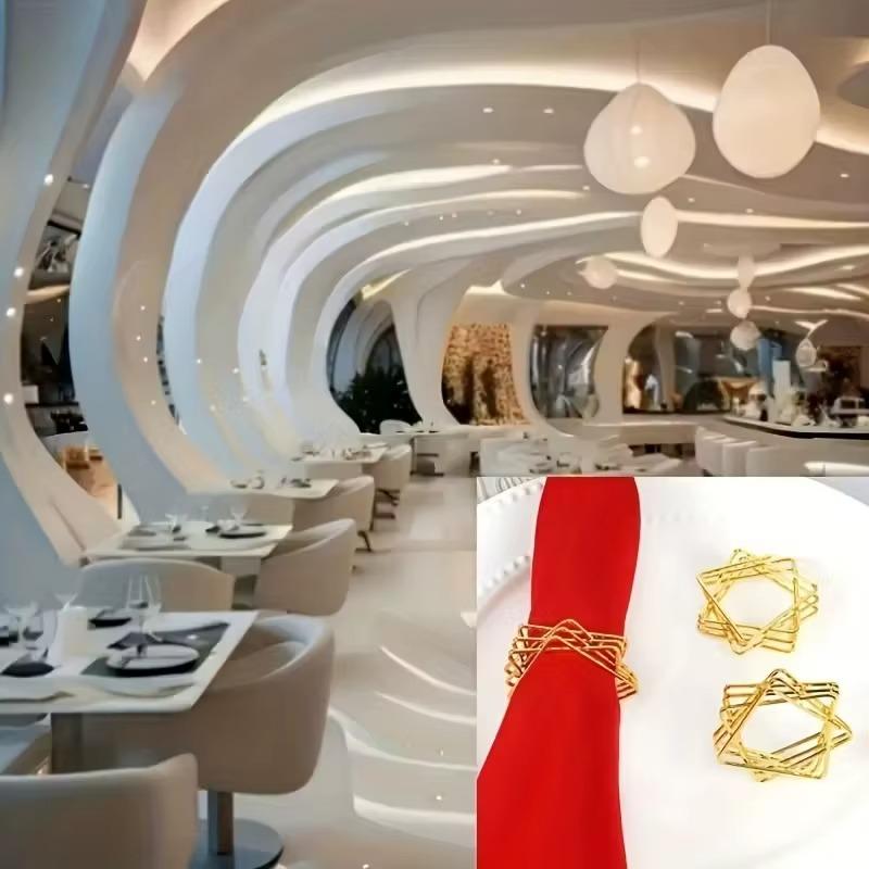 Metal Star Napkin Ring Christmas Polygonal Napkin Holder for Wedding Dinner Party Decor Thanksgiving Holiday Table Decorations