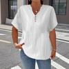 Dámské letní tričko s krátkým rukávem ve větší velikosti, jednobarevné, s knoflíkem, elegantní ležérní tričko