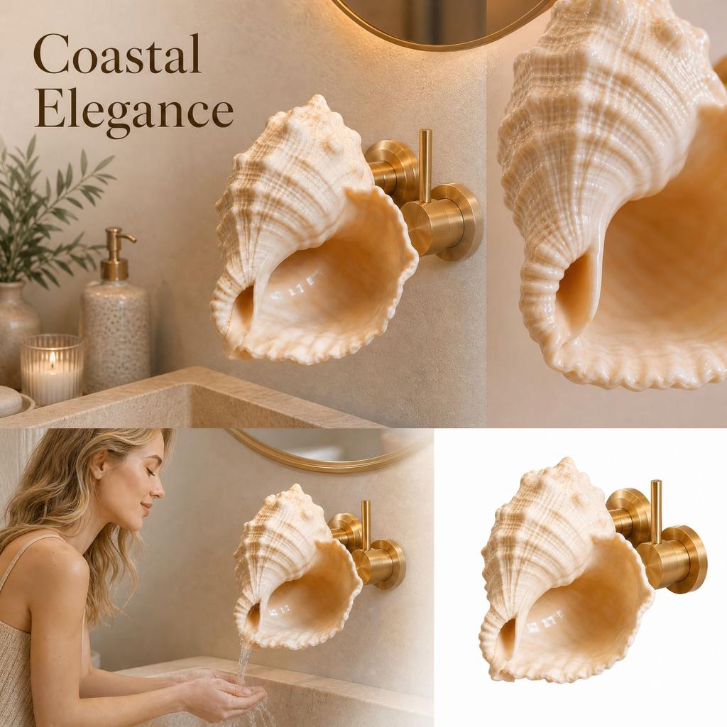 Wall Mounted Faucet with Seashell Design for Bathroom and Kitchen