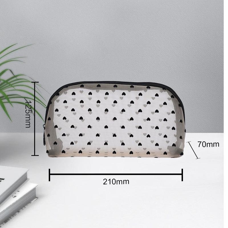 Přenosná cestovní a make-up taška z černé nylonové síťoviny