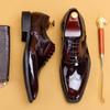 Glossy Leather Shoes Men'S Leather Patent Leather British Carved Business Dress Oxford Shoes Glossy Shoes