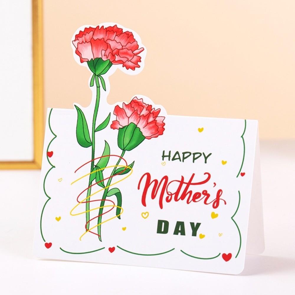 10pcs Folded Design 3D Floral Greeting Cards Floral Pattern Mother's Day Card Father's Day