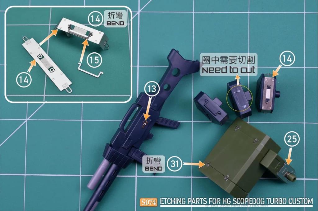HG Armored Trooper Votoms Scope Dog Turbo Custom Modification Detail Up High Quality Metal Parts with Water Transfer Decals