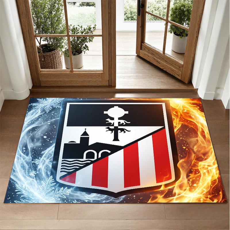 Athletic Bilbao Football Design Crystal Velvet Rug Soft Decorative Mat for Bedroom Entrance