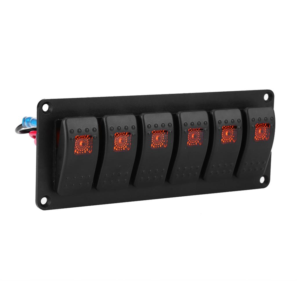 12 24V 6 Gang Rocker Switch Panel for Car RV Boat Yacht Marine