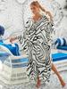 European & American Rayon Print Beach Cover-up Dress - Long, Loose Bikini Swimsuit Robe for Women