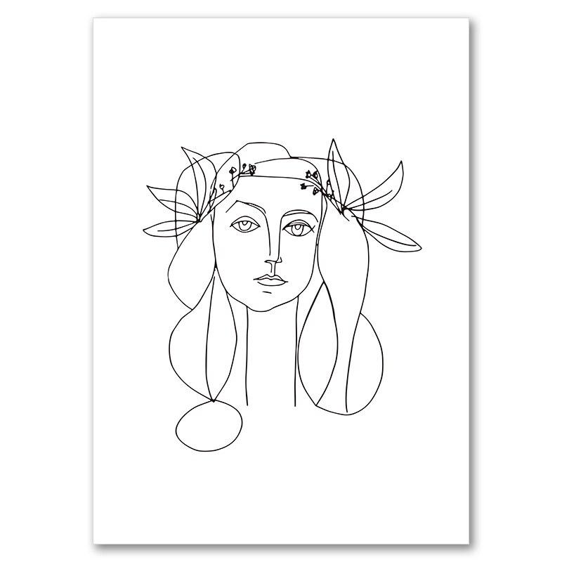Buy Abstract Lady Line Drawing Picture Home Decor Nordic Canvas ...