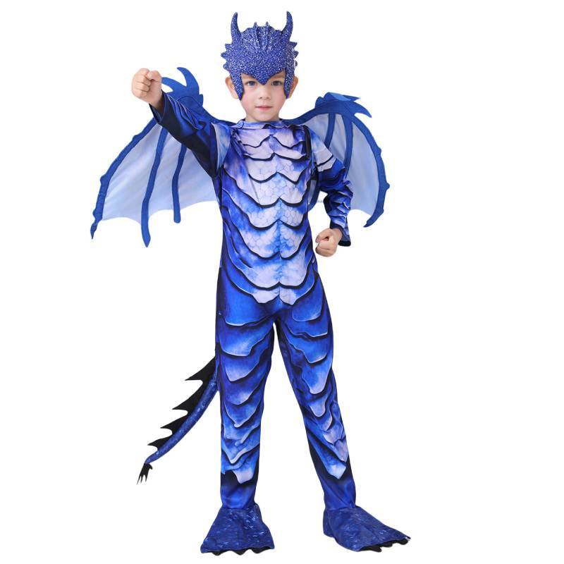 Ice Frost Dragon Cosplay Outfit For Children Made Of Polyester With Long Sleeves For Party Fun