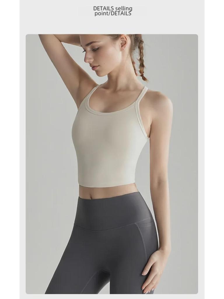 Sutiã esportivo LAHN: Alças finas, almofadas fixas, costas em I elegantes, colete fitness de alta resistência