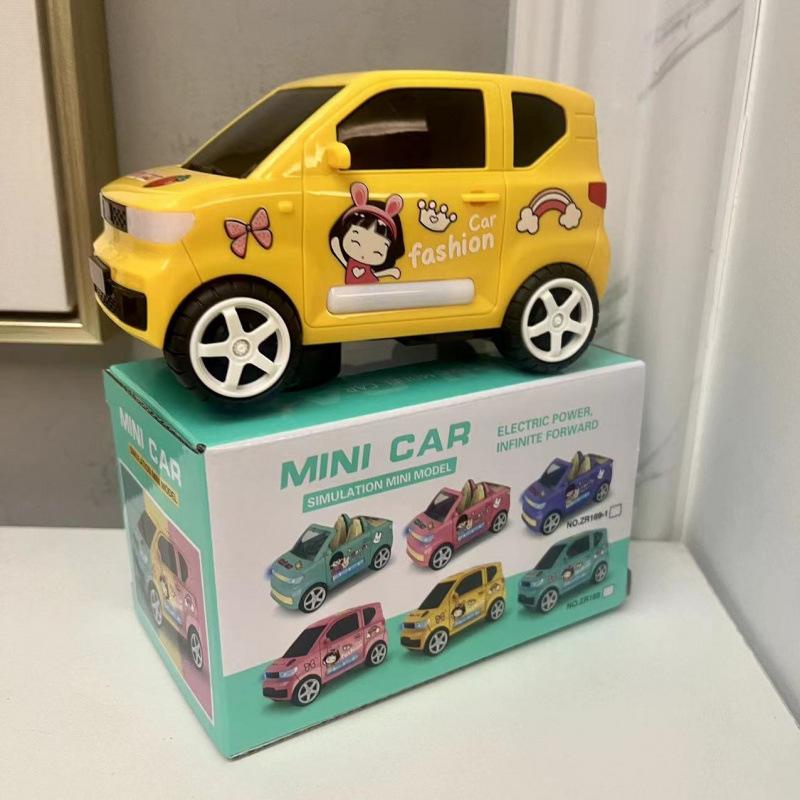Kawaii Electric Mini Macaron Convertible Cars Music Simulation Miniature Car Model Toys For Kids 2 To 4 Years Old Lovely Gifts