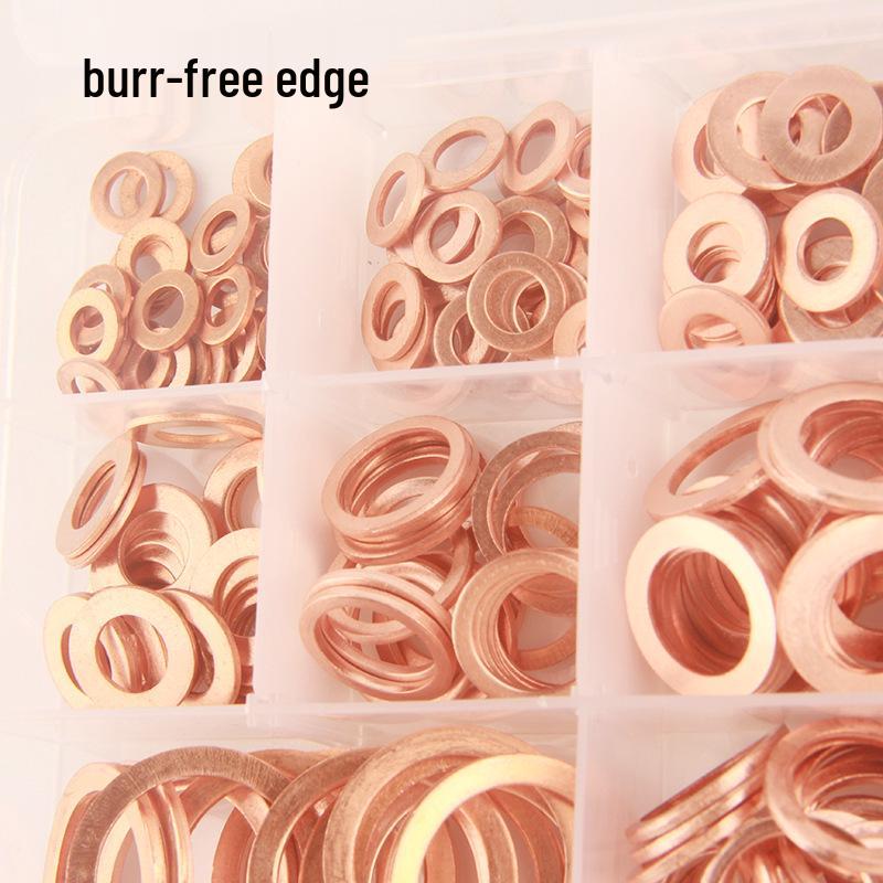 100pcs Red Copper Oil Seal Washer Set - Boxed Mechanical Flat Washers