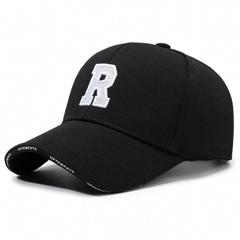Embroidered R Letter Baseball Cap Adjustable Sun Protection Outdoor Hat Sports