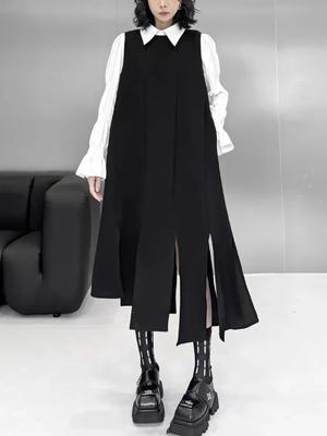 Modisches, lockeres, einfarbiges Kleid für Damen in der Mitte der Wade ZYY1079