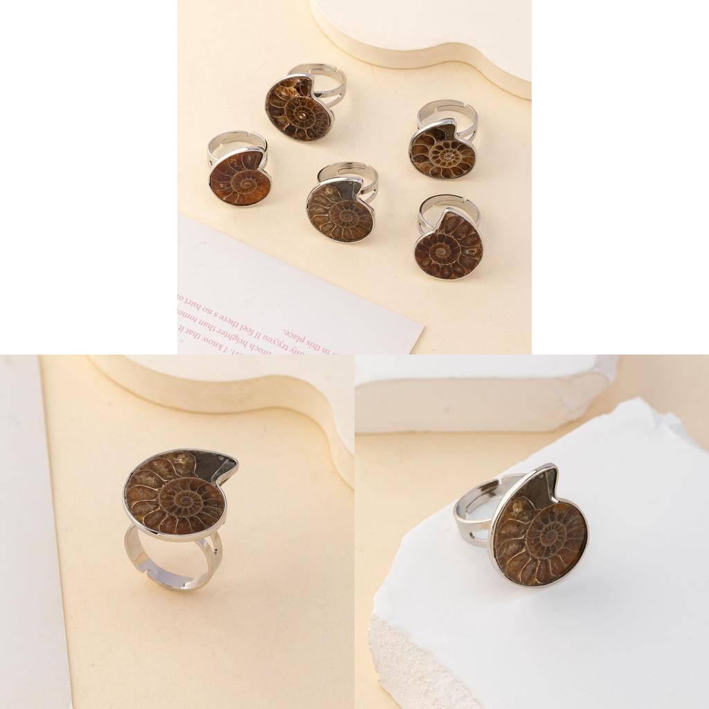 Natural Shell Clam Spiral Ring With Open Design For Unisex Fashion Accessory