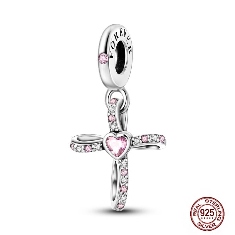 Charms Beads 925 Sterling Copper Pink Butterfly Luminous Firefly Chameleon Heart Charm Fit Original Bracelet DIY Holiday Zircon