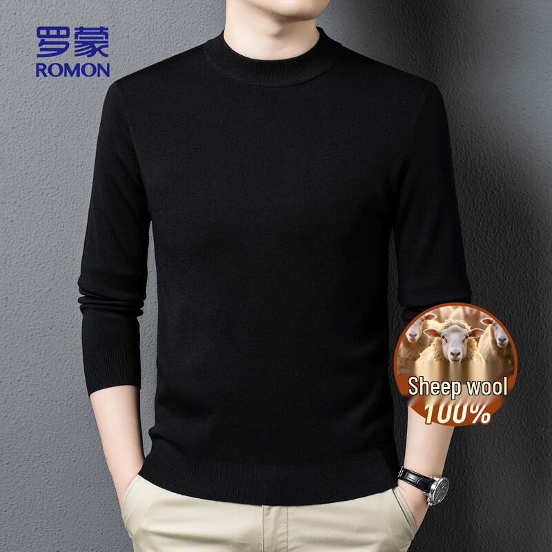 

Romon Men s 100% Merino Wool Mock Neck Sweater XL