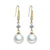 Koreanische Luxus Zirkon Perlen Hängeohrringe für Damen Temperament Lange Tropfenohrringe Braut Verlobung Hochzeit Party Schmuck Geschenk