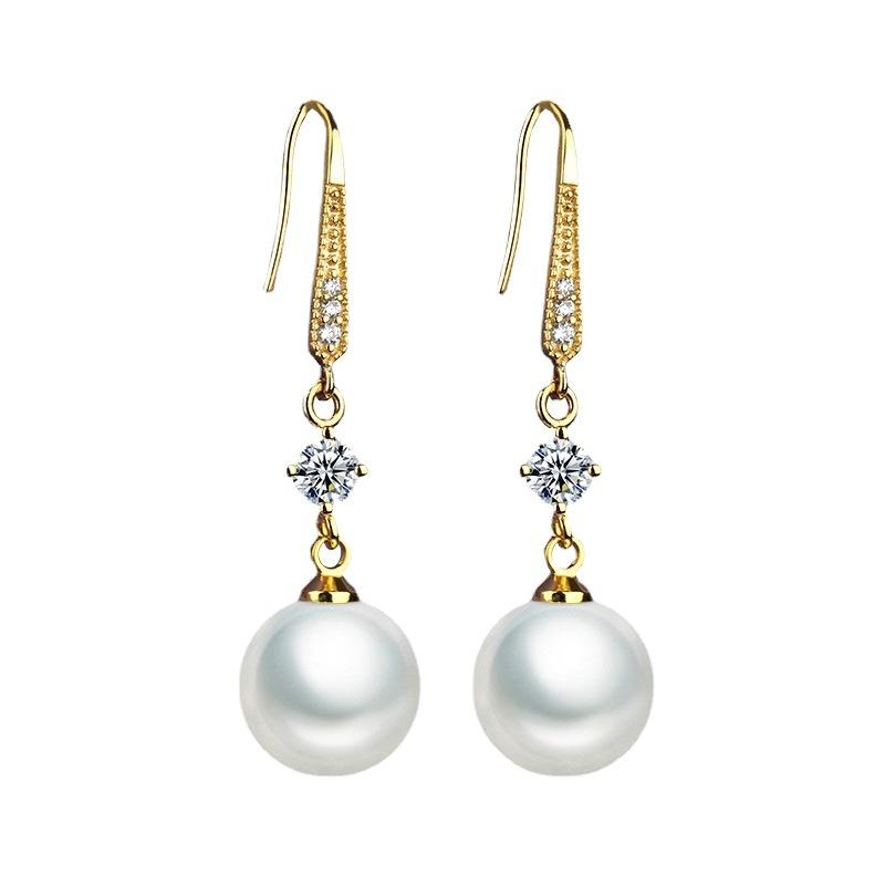 Koreanische Luxus Zirkon Perlen Hängeohrringe für Damen Temperament Lange Tropfenohrringe Braut Verlobung Hochzeit Party Schmuck Geschenk