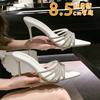 Fashion Crystal Pointed Toe Women Slippers High Heels Shoes Bow Sandals Summer 2025 Trend Dress Shallow Sexy Pumps Party Sandalias Mujer