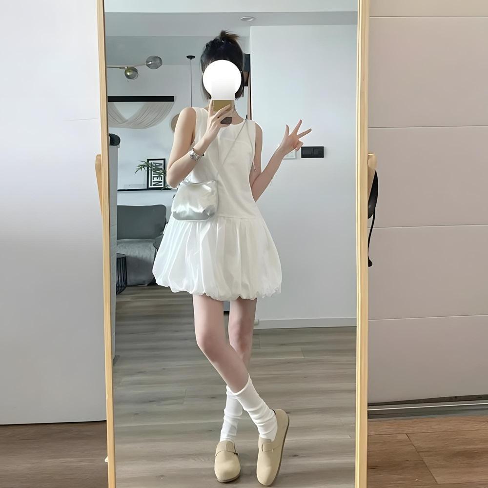 Small White Sleeveless Vest Dress Women's Gentle Wind Summer Temperament Skirt Loose Bud Short Skirt