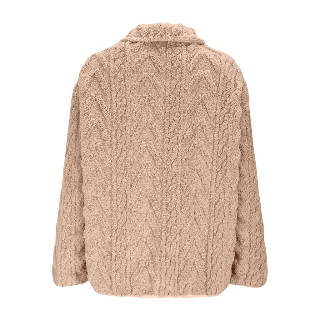 Women's Casual Zipper Knitted Stand Collar Sweater Long Sleeve Warm Coat