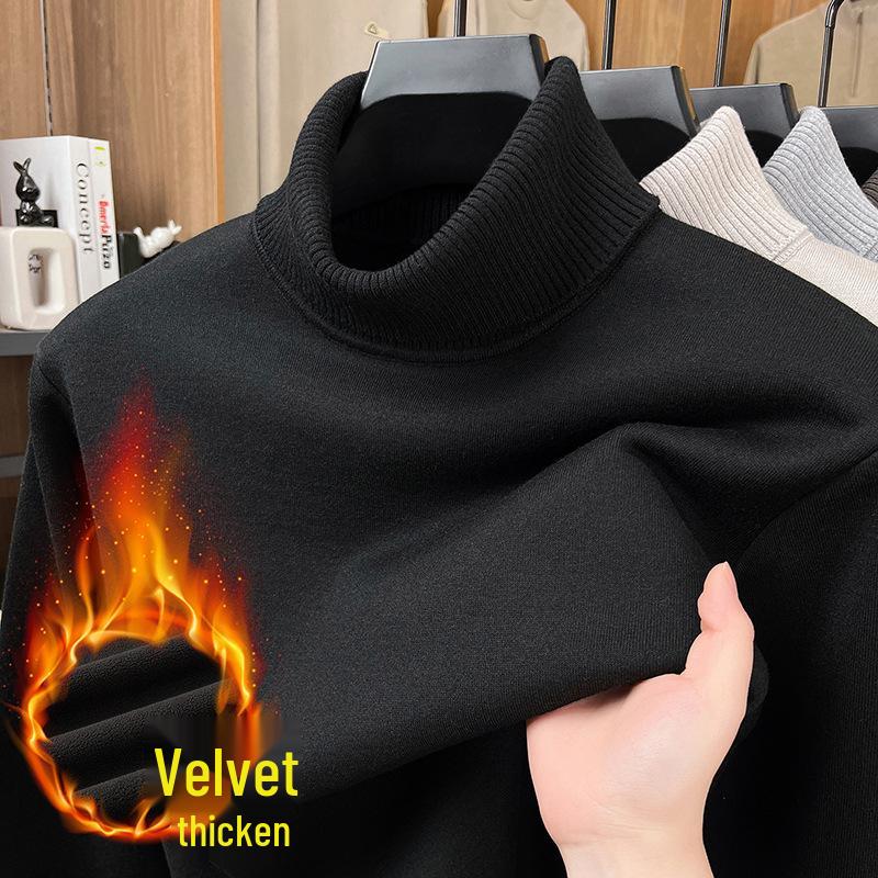 

Men s High Neck Wool Blend Sweater, Machine Washable, Plus Velvet, Thickened, Warm Winter Knitwear, New Style. M