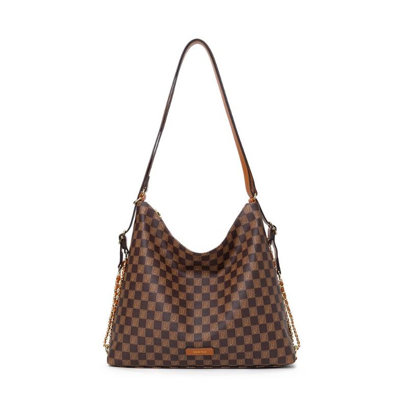 

New trendy three-purpose multi-functional large-capacity versatile soft leather women s bag casual light luxury plaid underarm tote bag тёмно-рыжий