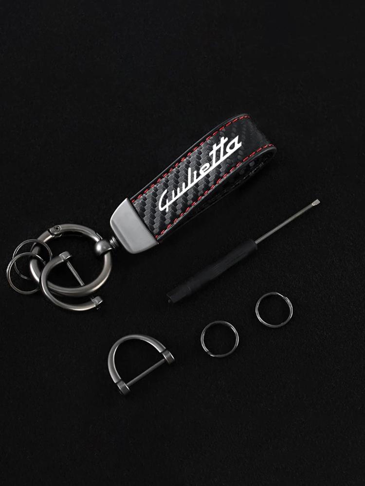 XTXG4 Luxury Leather Car Key Chain Anti-theft Keychian Ring For Alfa Romeo Giulietta 940 2010-2014 2015 2016 2017 2019 2021 Accessorie