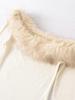Pure Desire One-Shoulder Faux Fur Collar Patchwork Long Sleeve Women's Autumn Top