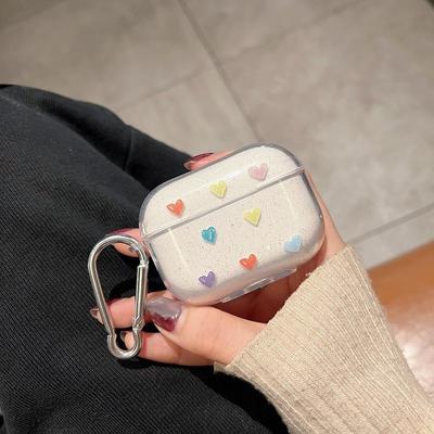 Silicone Earphone Protective Case For AirPods 1th 2th 3th Gen Pink Heart Pattern Cover For Apple AirPods Pro/Pro 2 With Keychain