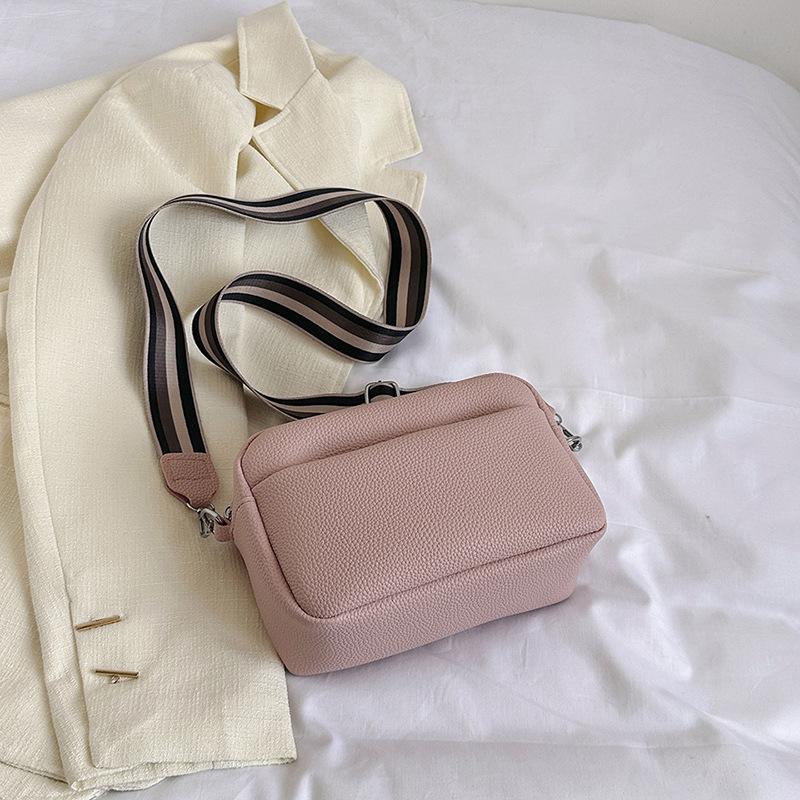 

Trend women s bags new fashion casual solid color messenger bag women s wide shoulder strap shoulder bag small square bag рожевий
