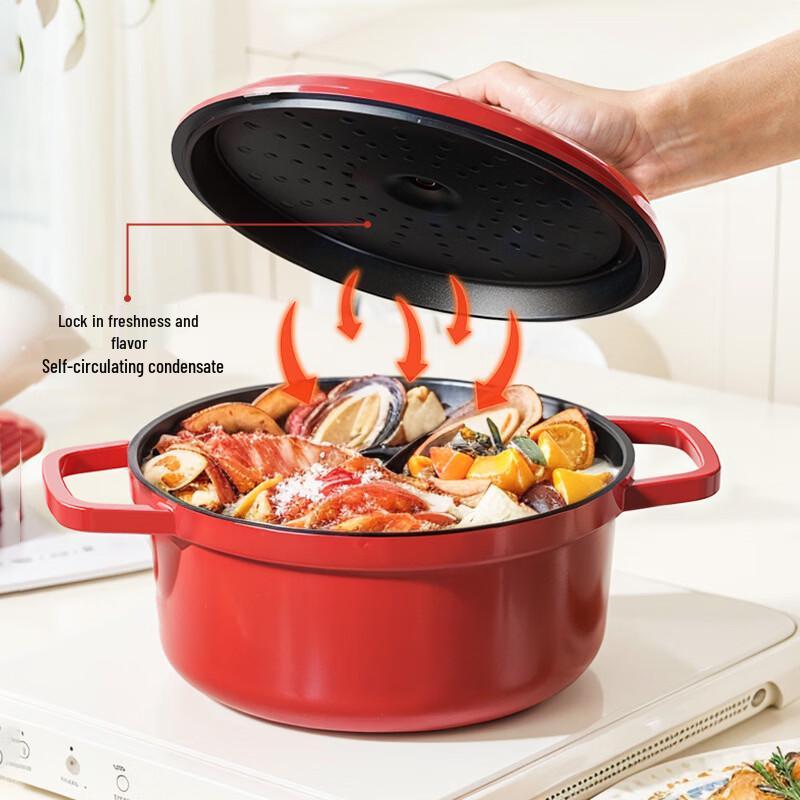 

ZISIZ 20cm Double-Handle Enamel Pot